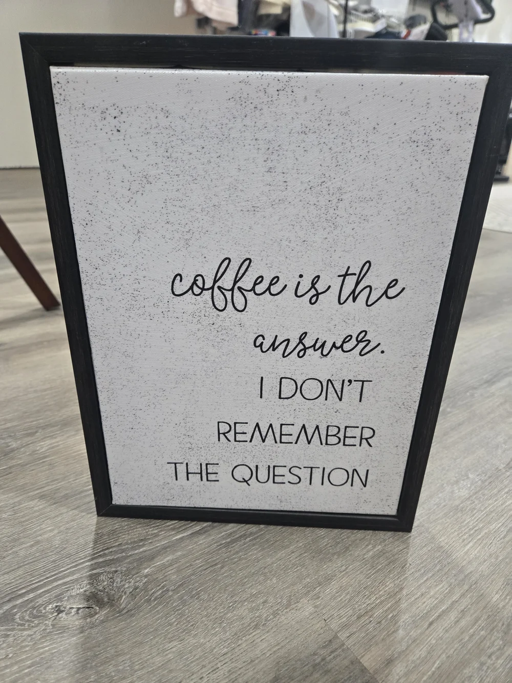 Framed White Coffee Quote Wall Art - Modern Home Accent